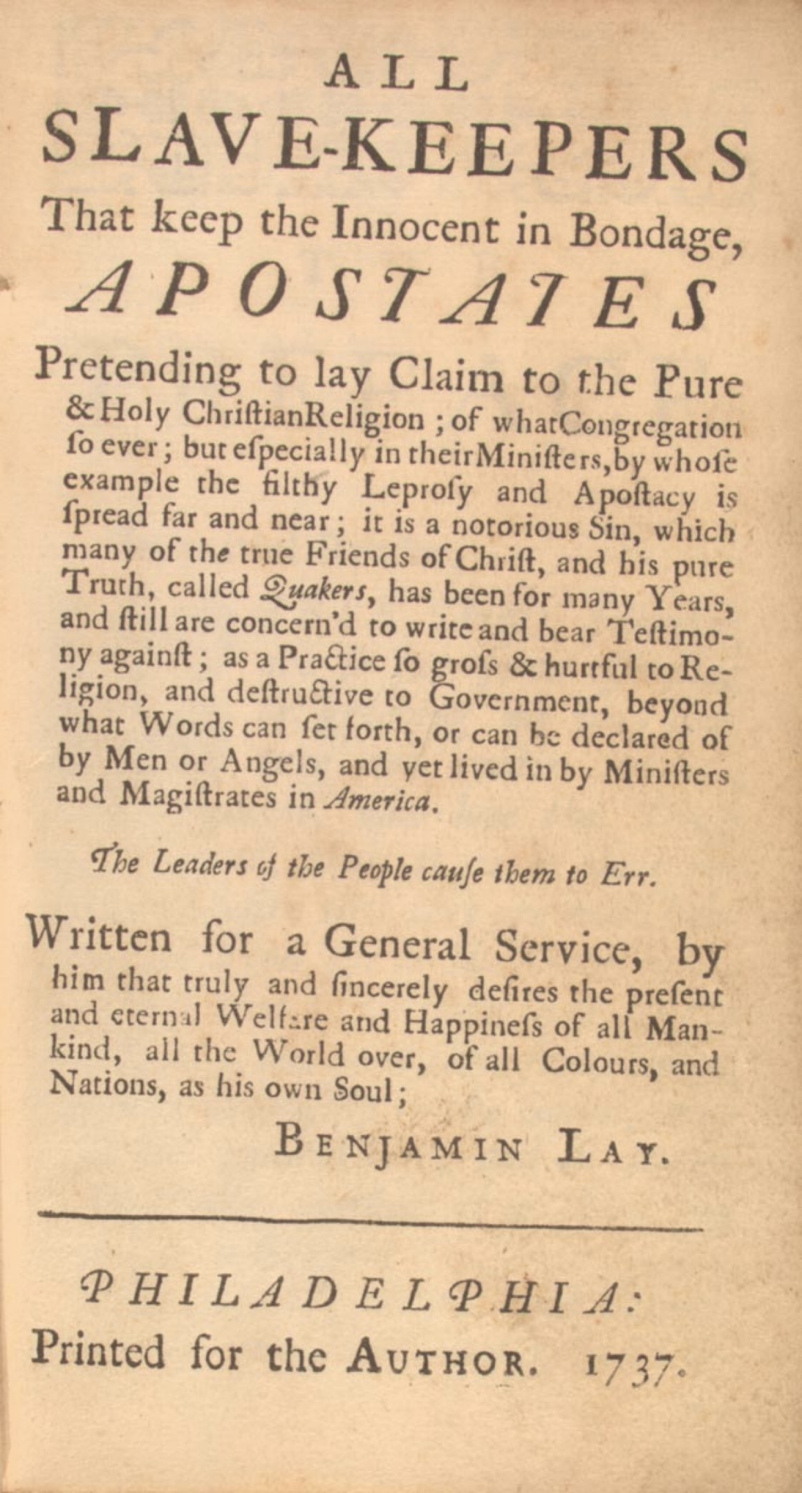 An image of the cover of an 18th-Century book with the title and first paragraph.