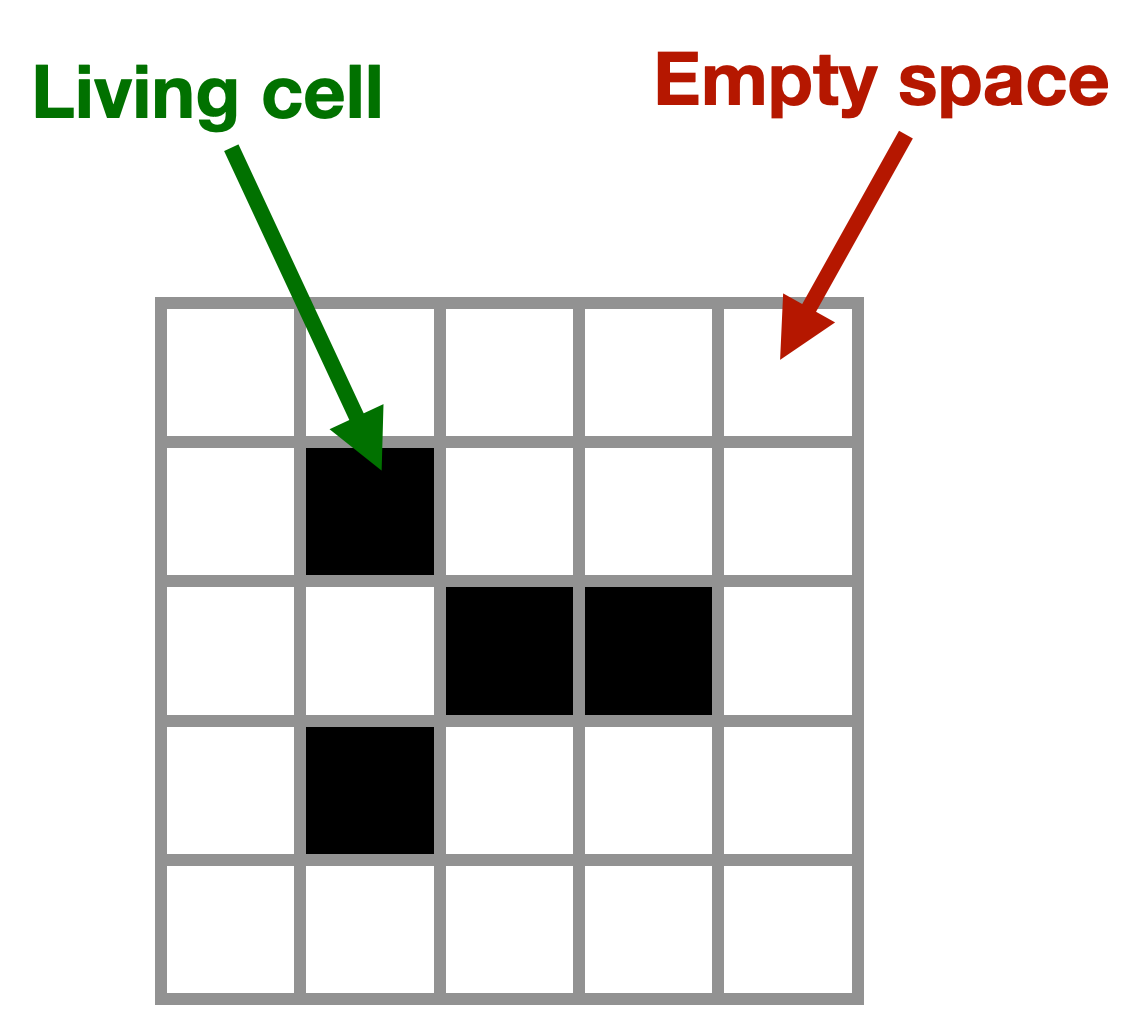 Living cells and empty spaces
